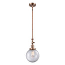 Beacon Mini Pendant shown in the Antique Copper finish with a Clear shade