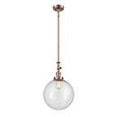 Beacon Mini Pendant shown in the Antique Copper finish with a Seedy shade