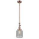 Stanton Mini Pendant shown in the Antique Copper finish with a Clear Wire Mesh shade
