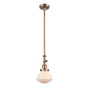 Olean Mini Pendant shown in the Antique Copper finish with a Matte White shade