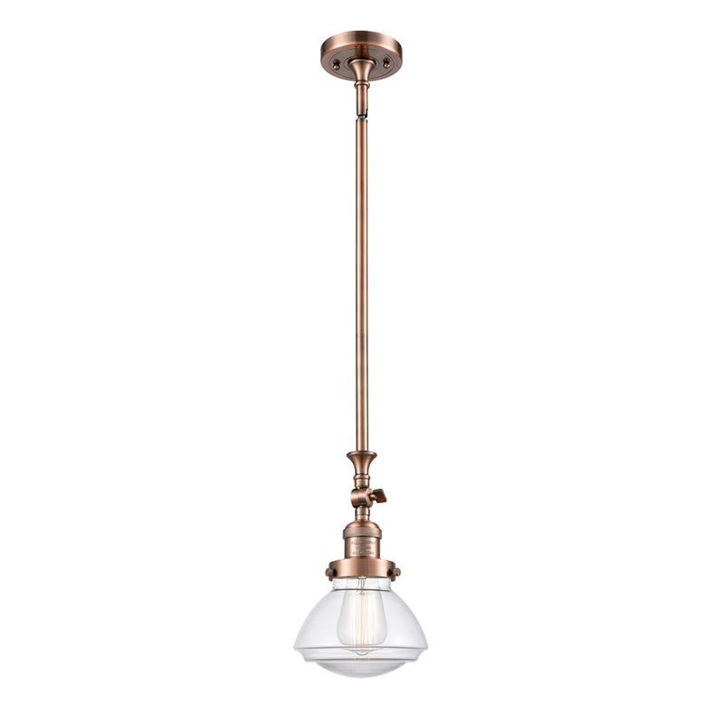 Olean Mini Pendant shown in the Antique Copper finish with a Clear shade