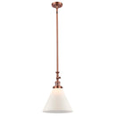 Cone Mini Pendant shown in the Antique Copper finish with a Matte White shade