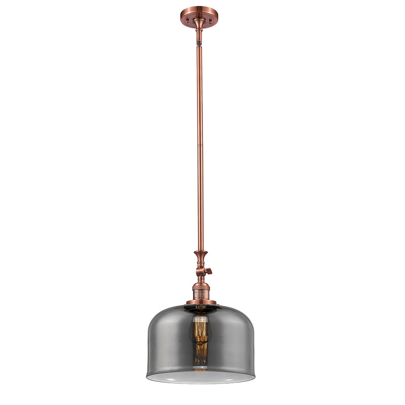 Bell Mini Pendant shown in the Antique Copper finish with a Plated Smoke shade