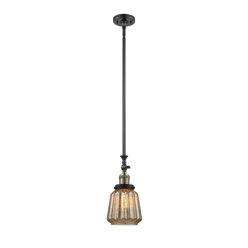 Chatham Mini Pendant shown in the Black Antique Brass finish with a Mercury shade