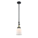 Canton Mini Pendant shown in the Black Antique Brass finish with a Matte White shade