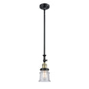 Canton Mini Pendant shown in the Black Antique Brass finish with a Seedy shade