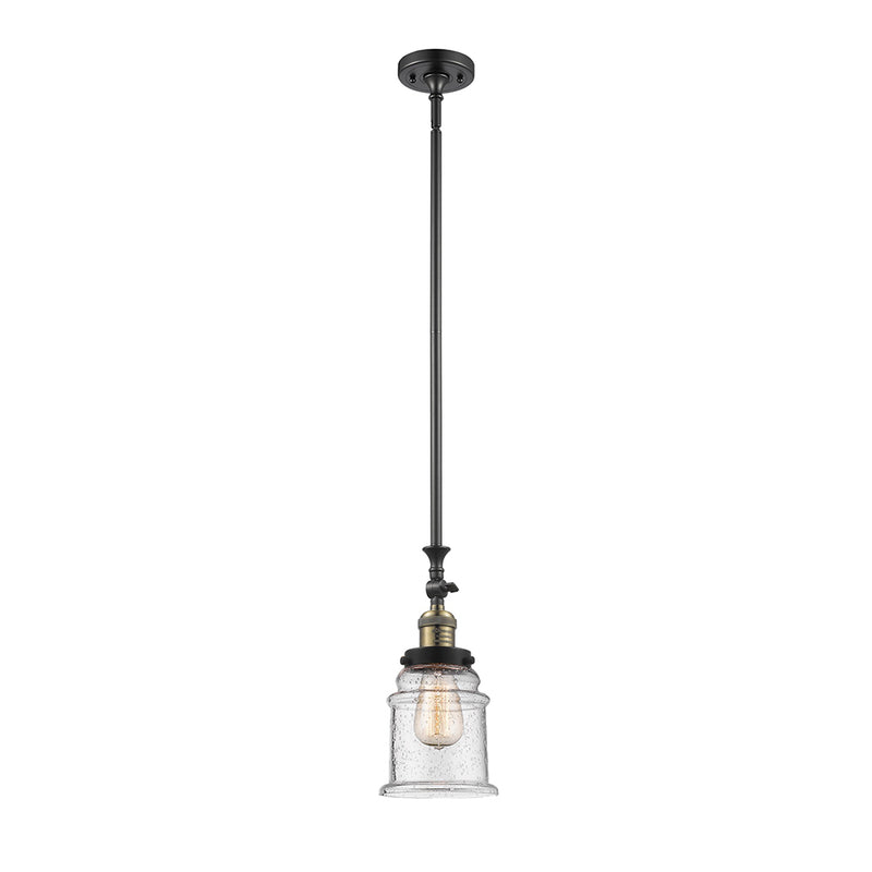 Canton Mini Pendant shown in the Black Antique Brass finish with a Seedy shade