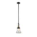 Bellmont Mini Pendant shown in the Black Antique Brass finish with a Clear shade