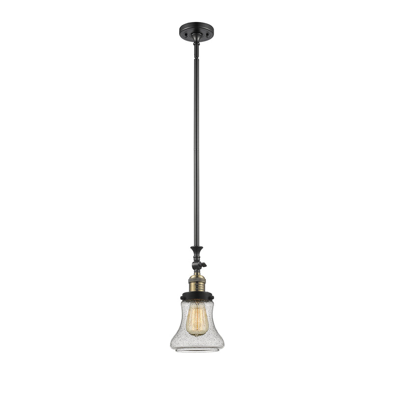 Bellmont Mini Pendant shown in the Black Antique Brass finish with a Seedy shade