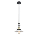 Halophane Mini Pendant shown in the Black Antique Brass finish with a Matte White Halophane shade