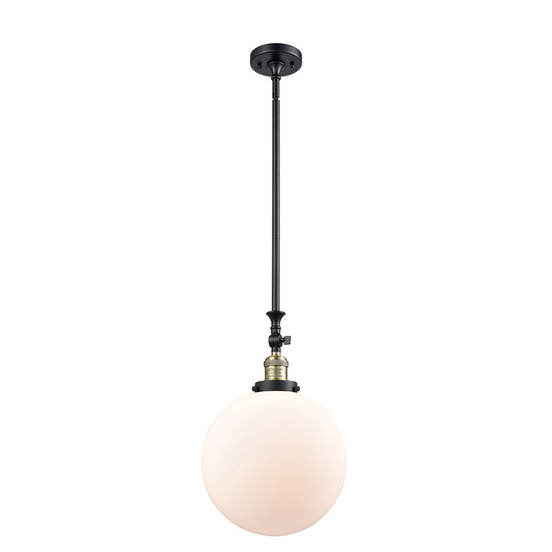 Beacon Mini Pendant shown in the Black Antique Brass finish with a Matte White shade