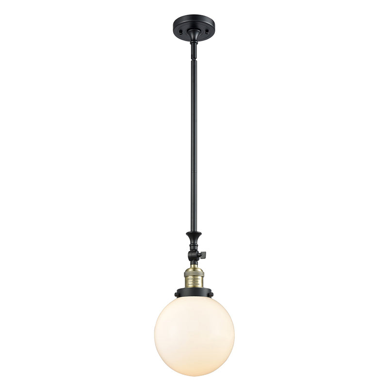 Beacon Mini Pendant shown in the Black Antique Brass finish with a Matte White shade