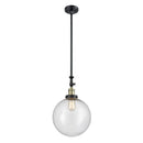 Beacon Mini Pendant shown in the Black Antique Brass finish with a Seedy shade