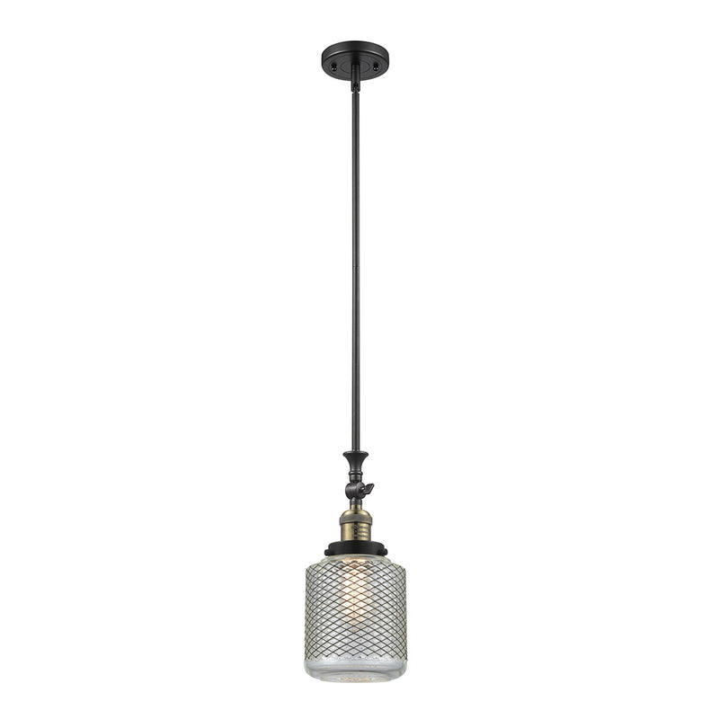 Stanton Mini Pendant shown in the Black Antique Brass finish with a Clear Wire Mesh shade