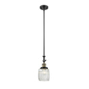 Colton Mini Pendant shown in the Black Antique Brass finish with a Clear Halophane shade