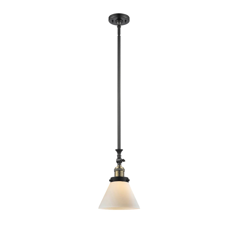 Cone Mini Pendant shown in the Black Antique Brass finish with a Matte White shade