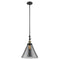 Cone Mini Pendant shown in the Black Antique Brass finish with a Plated Smoke shade