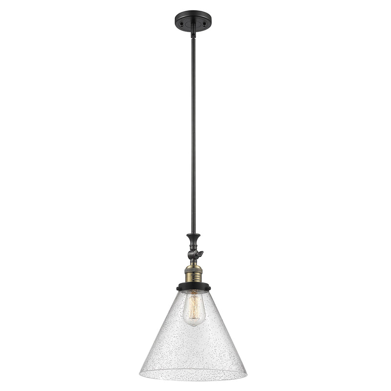 Cone Mini Pendant shown in the Black Antique Brass finish with a Seedy shade