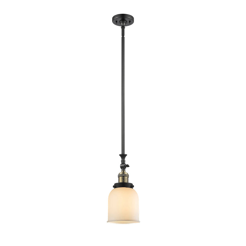 Bell Mini Pendant shown in the Black Antique Brass finish with a Matte White shade