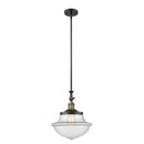 Oxford Mini Pendant shown in the Black Antique Brass finish with a Clear shade