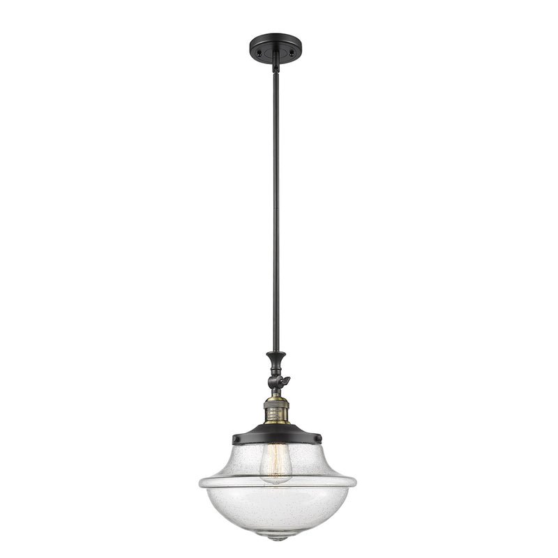 Oxford Mini Pendant shown in the Black Antique Brass finish with a Seedy shade