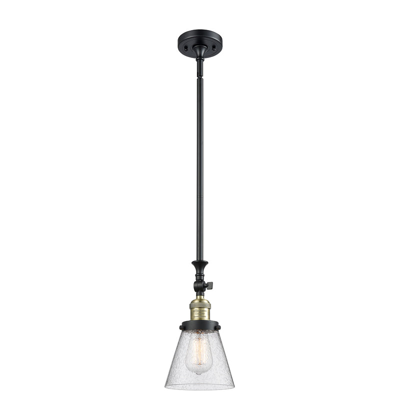 Cone Mini Pendant shown in the Black Antique Brass finish with a Seedy shade