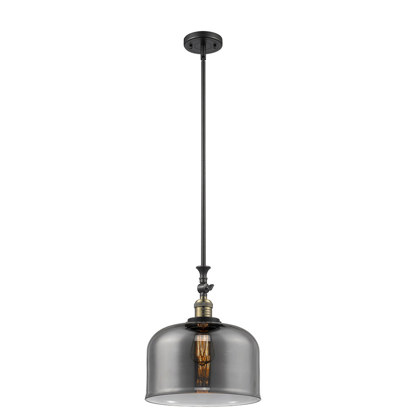 Bell Mini Pendant shown in the Black Antique Brass finish with a Plated Smoke shade