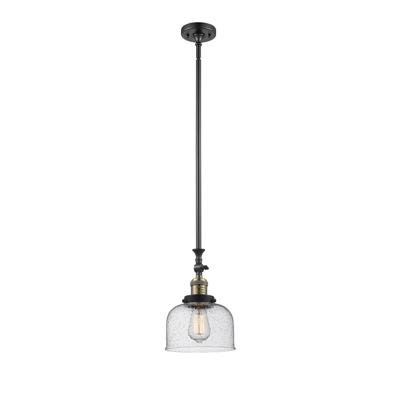 Bell Mini Pendant shown in the Black Antique Brass finish with a Seedy shade