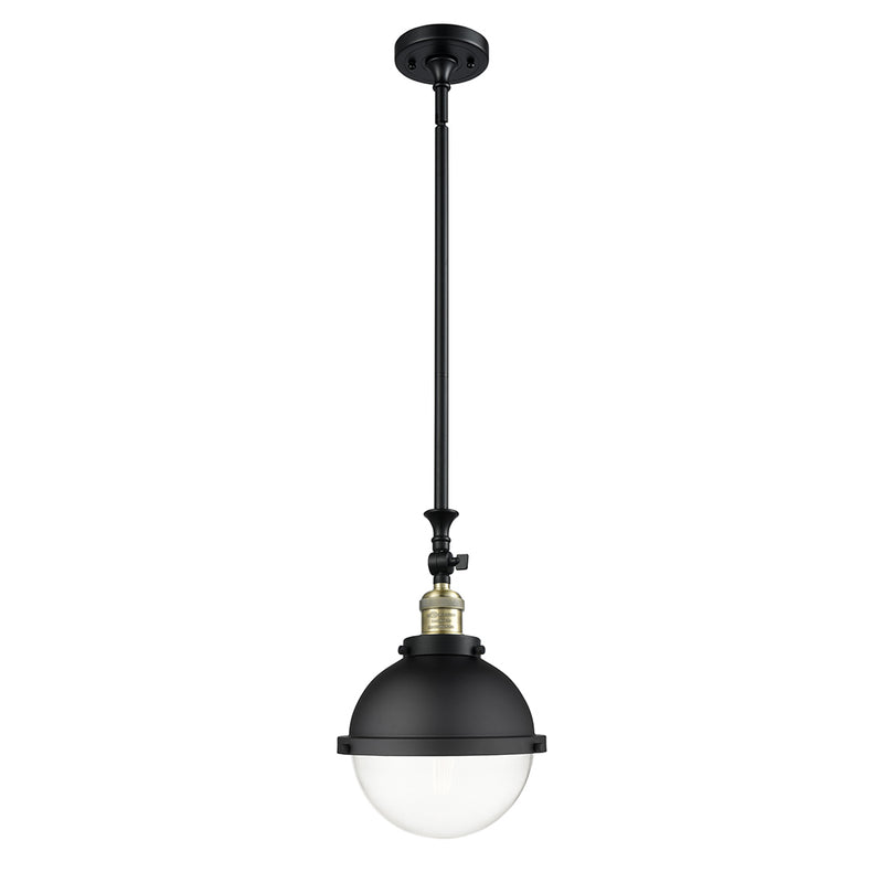 Hampden Mini Pendant shown in the Matte Black finish with a Clear shade