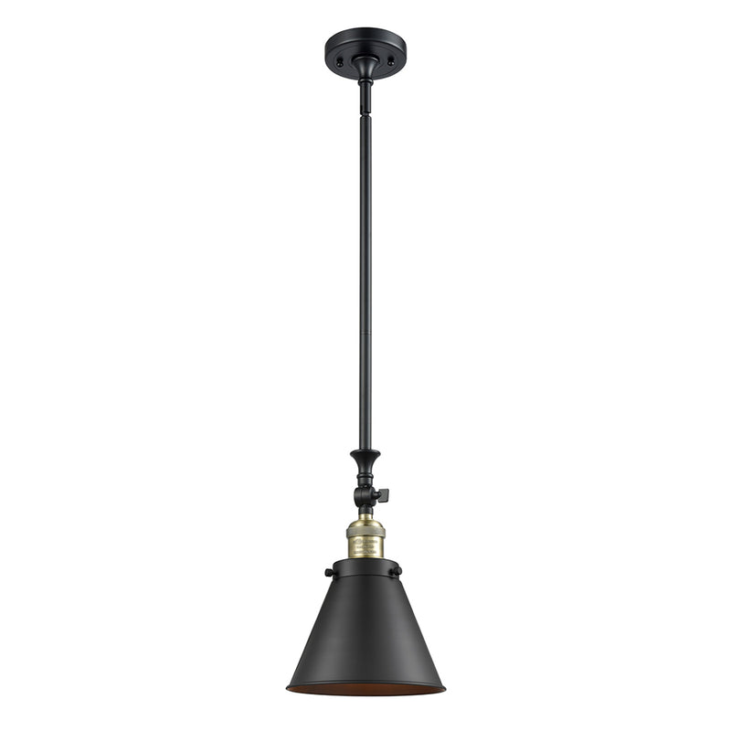 Appalachian Mini Pendant shown in the Black Antique Brass finish with a Matte Black shade