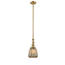 Chatham Mini Pendant shown in the Brushed Brass finish with a Mercury shade