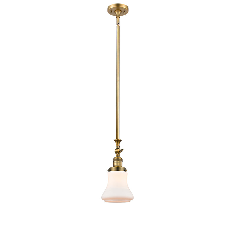 Bellmont Mini Pendant shown in the Brushed Brass finish with a Matte White shade