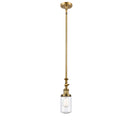 Dover Mini Pendant shown in the Brushed Brass finish with a Seedy shade