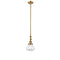 Olean Mini Pendant shown in the Brushed Brass finish with a Clear shade