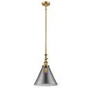 Cone Mini Pendant shown in the Brushed Brass finish with a Plated Smoke shade