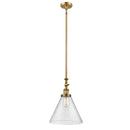 Cone Mini Pendant shown in the Brushed Brass finish with a Seedy shade