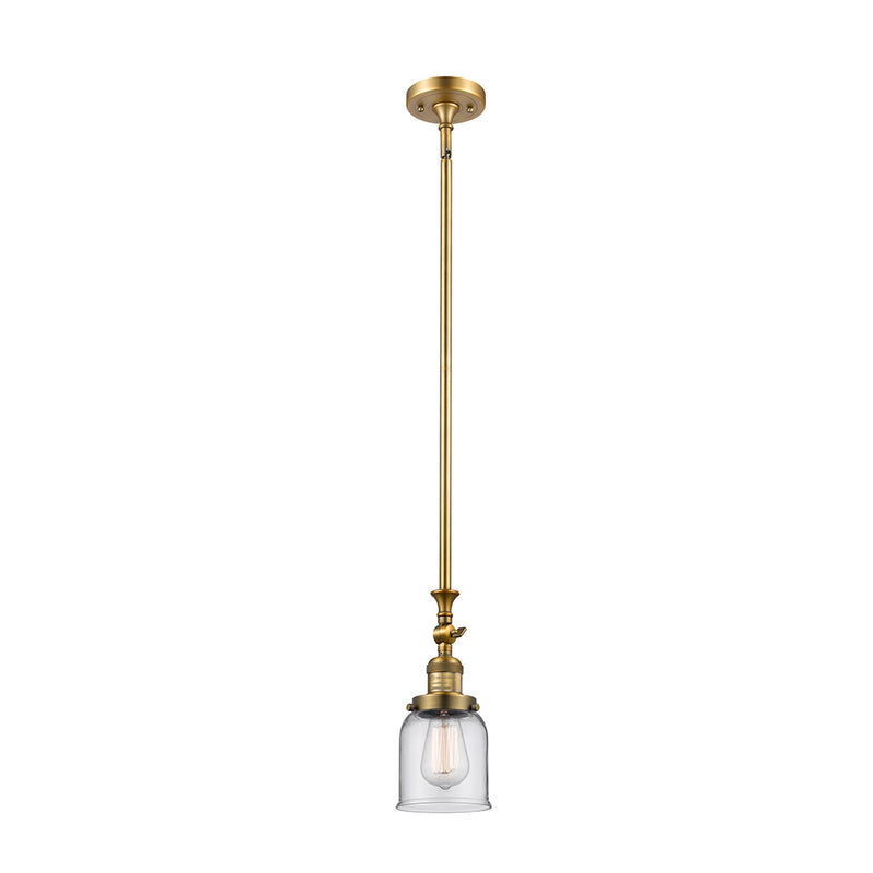 Bell Mini Pendant shown in the Brushed Brass finish with a Clear shade