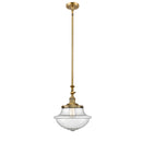 Oxford Mini Pendant shown in the Brushed Brass finish with a Seedy shade