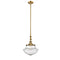 Oxford Mini Pendant shown in the Brushed Brass finish with a Seedy shade