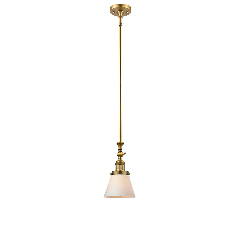 Cone Mini Pendant shown in the Brushed Brass finish with a Matte White shade