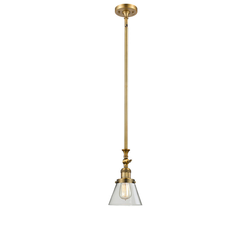 Cone Mini Pendant shown in the Brushed Brass finish with a Clear shade