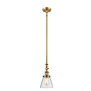 Cone Mini Pendant shown in the Brushed Brass finish with a Seedy shade