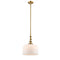 Bell Mini Pendant shown in the Brushed Brass finish with a Matte White shade