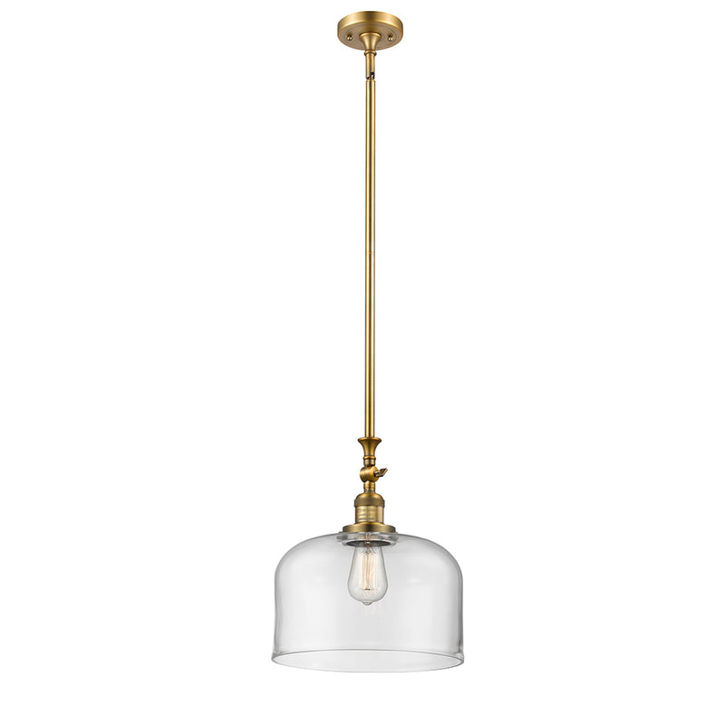 Bell Mini Pendant shown in the Brushed Brass finish with a Clear shade