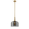 Bell Mini Pendant shown in the Brushed Brass finish with a Plated Smoke shade