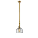 Bell Mini Pendant shown in the Brushed Brass finish with a Seedy shade