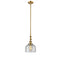 Bell Mini Pendant shown in the Brushed Brass finish with a Seedy shade