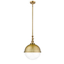 Hampden Pendant shown in the Brushed Brass finish with a Clear shade