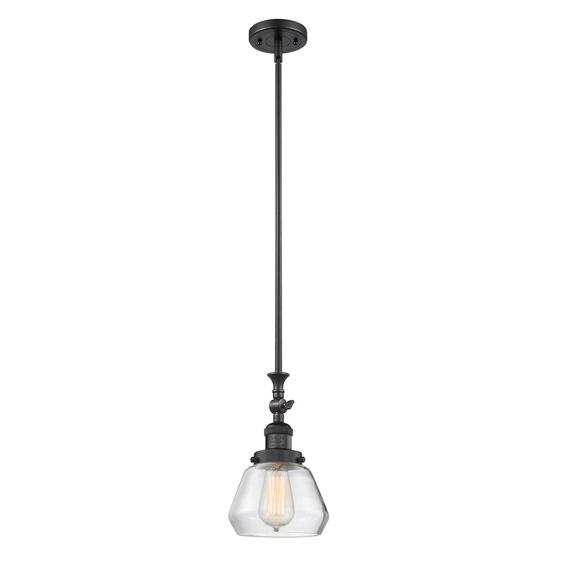 Fulton Mini Pendant shown in the Matte Black finish with a Clear shade