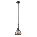 Fulton Mini Pendant shown in the Matte Black finish with a Plated Smoke shade